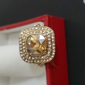 New 18K Gold Plated Stainless Steel Diamond Rings Size 6